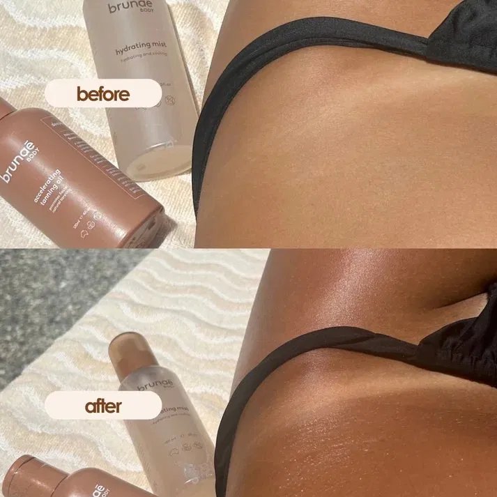 Before and after tan