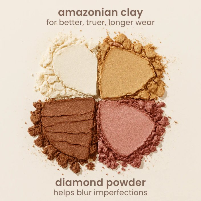 Amazonian clay and diamond powder ingredients close-up